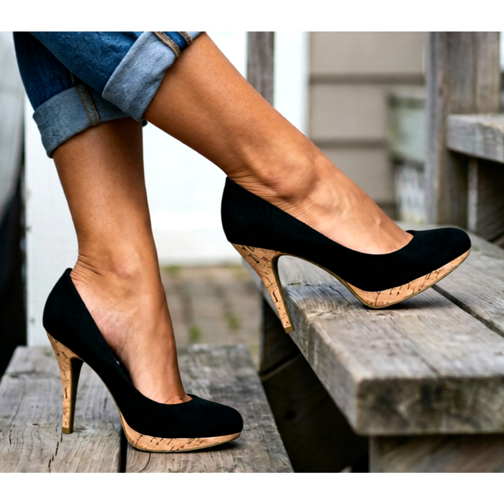 Vintage Fergalicious Fergie Black fabric Y2K Shoe Pumps 8